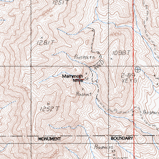 Topographic Map of Mammoth Mine, CA