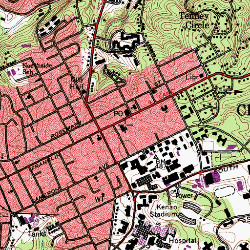 Topographic Map of Hill Commercial Building, NC