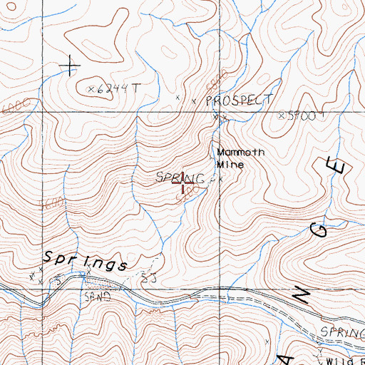 Topographic Map of Mammoth Mine, CA