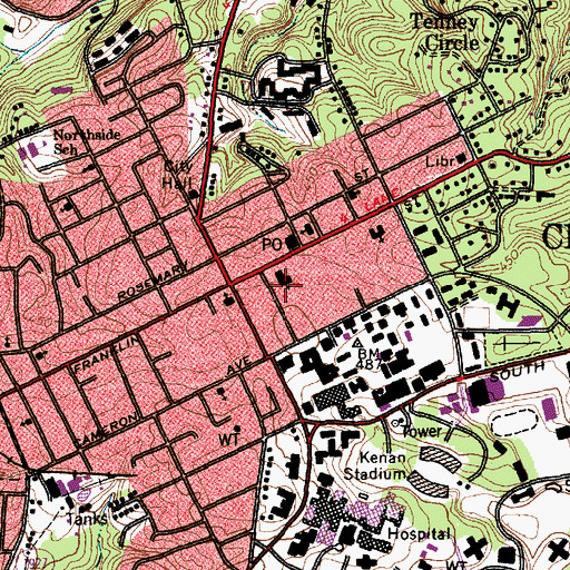 Topographic Map of Hill Hall Annex, NC