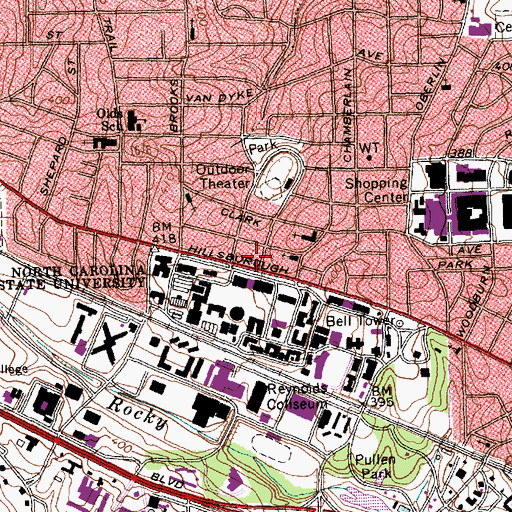 Topographic Map of Hillsborough Annex, NC