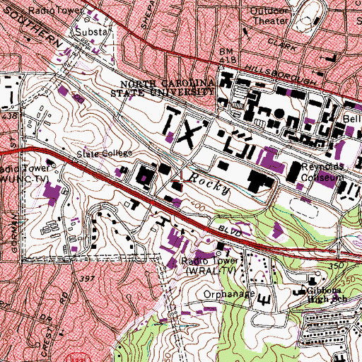 Topographic Map of Hodges Wood Products Laboratory, NC