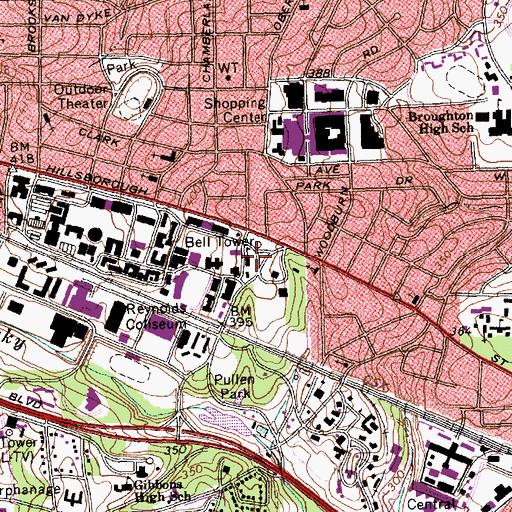 Topographic Map of Holladay Hall, NC