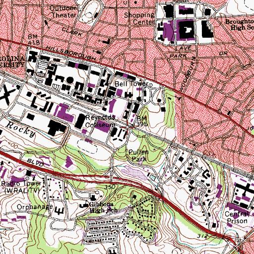 Topographic Map of Honors Commons Building, NC