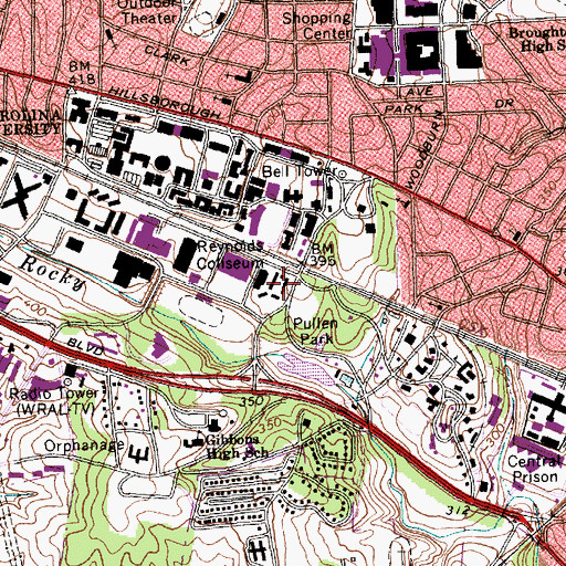 Topographic Map of Honors Village, NC
