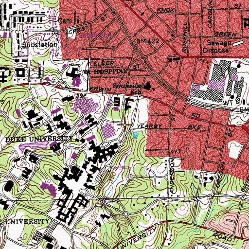 Topographic Map of Hospital South Parking Deck, NC