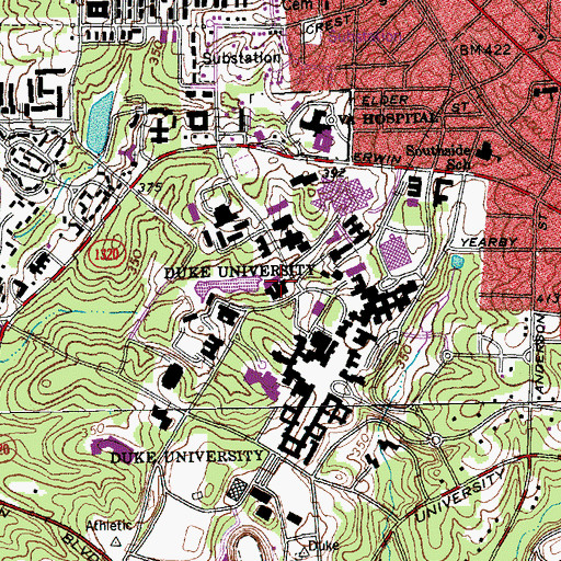 Topographic Map of Hudson Hall, NC
