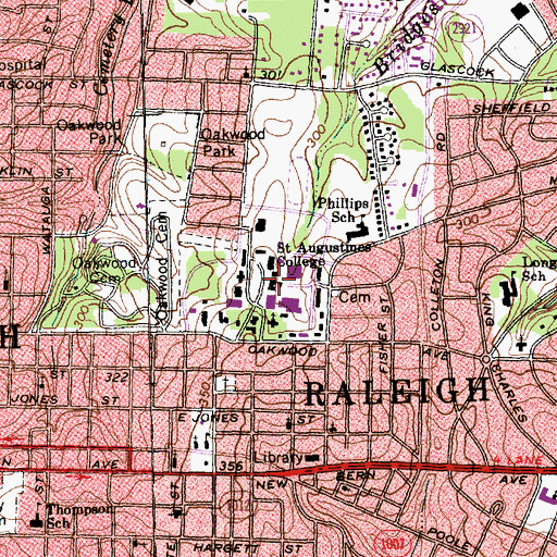 Topographic Map of Hunter Building, NC