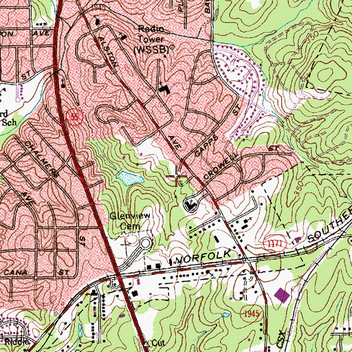 Topographic Map of Immanuel Temple Seventh Day Adventist Church Community Service Center, NC