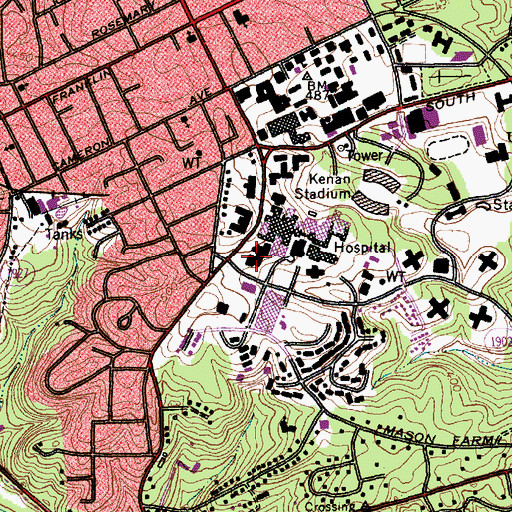 Topographic Map of John C Brauer Hall, NC