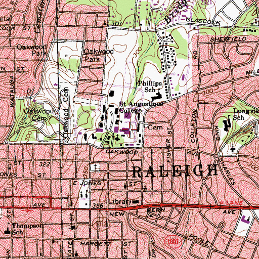 Topographic Map of Jones Fine Art Building, NC