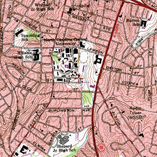 Topographic Map of Julius L Chambers Biomedical-Biotechnology Research Institute, NC