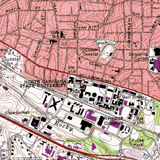Topographic Map of Kilgore Hall, NC