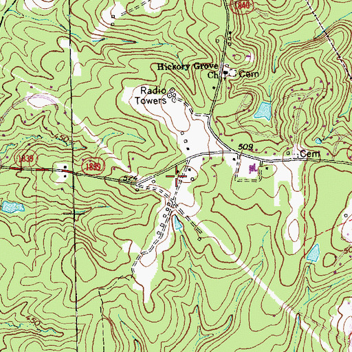 Topographic Map of Bethany Hills Baptist Church, NC