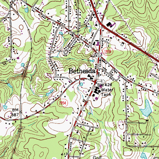 Topographic Map of Bethesda Baptist Church Mission House, NC