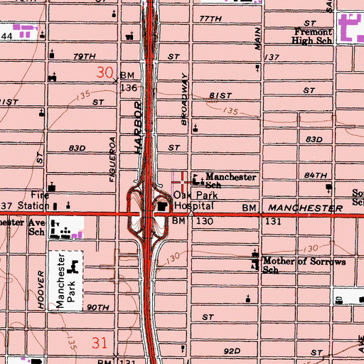 Topographic Map of Manchester School, CA