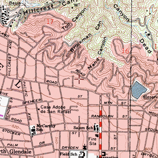 Topographic Map of Mand Canyon, CA