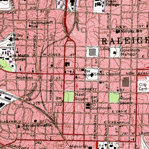 Topographic Map of Cathedral of the Sacred Heart, NC