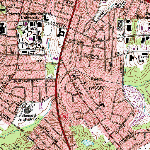 Topographic Map of Church of the Abiding Savior Lutheran Church, NC