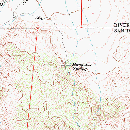 Topographic Map of Mangalar Spring, CA