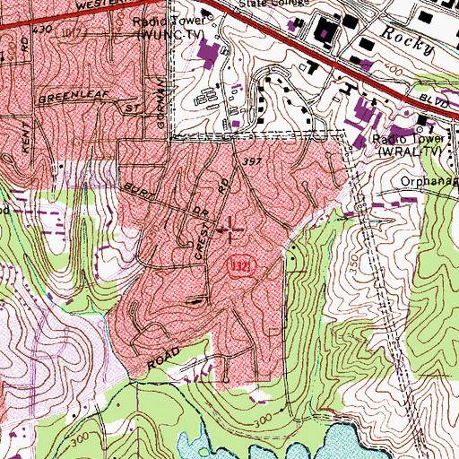 Topographic Map of College View Church of God, NC