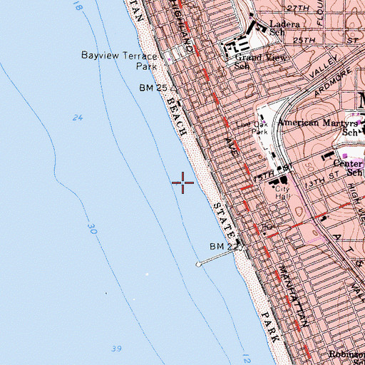 Topographic Map of Manhattan Beach, CA