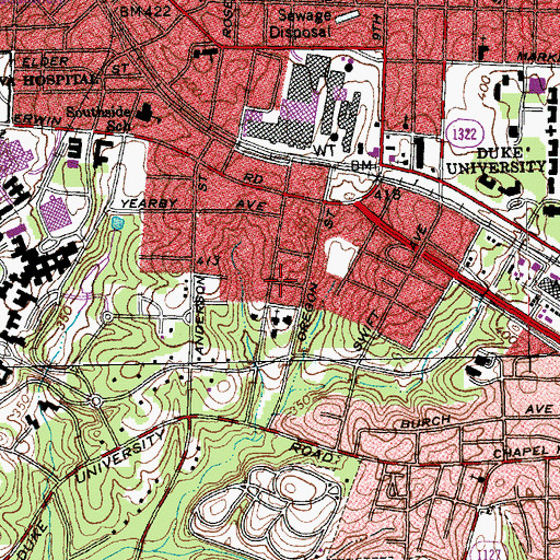 Topographic Map of Durham Friends Meetinghouse, NC