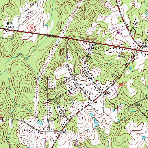 Topographic Map of Durham Memorial Baptist Church, NC