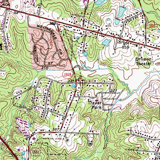 Topographic Map of Durham Mennonite Church, NC