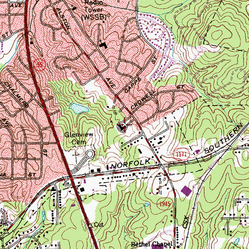 Topographic Map of Ebenezer Missionary Baptist Church, NC