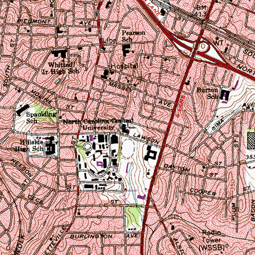 Topographic Map of Latham Dormitory, NC
