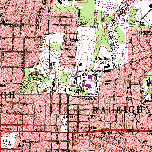 Topographic Map of Latham Hall, NC