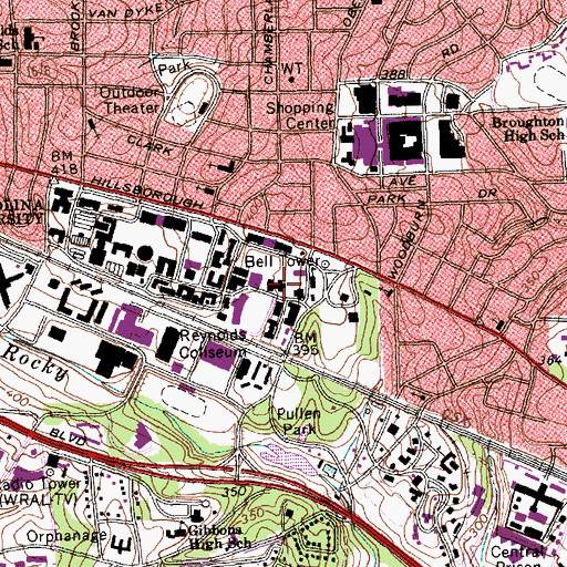 Topographic Map of Leazar Hall, NC