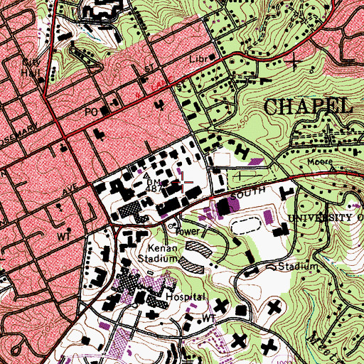 Topographic Map of Lenoir Hall, NC