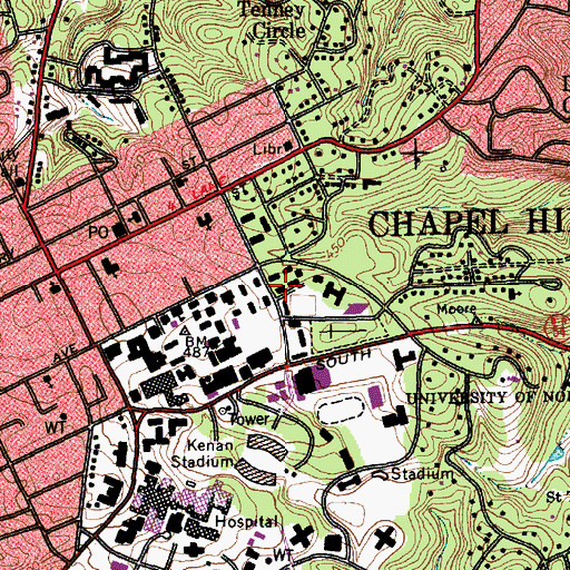 Topographic Map of Lewis Residence Hall, NC