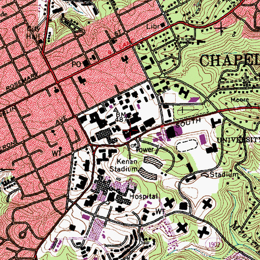 Topographic Map of Louis Rand Wilson Library, NC