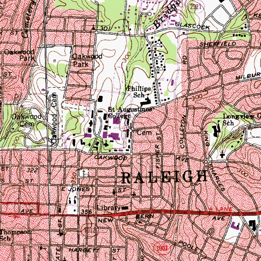 Topographic Map of Lynch Hall, NC