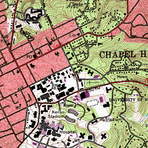 Topographic Map of Mangam Residence Hall, NC