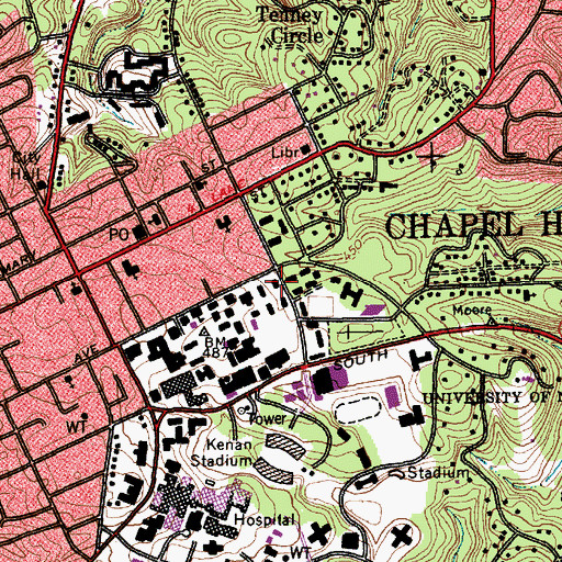 Topographic Map of Manly Residence Hall, NC