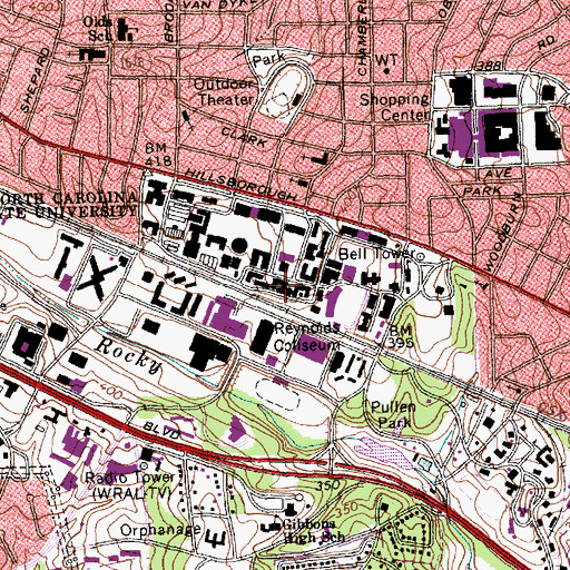 Topographic Map of Mann Hall, NC