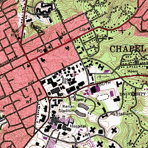 Topographic Map of Manning Hall, NC