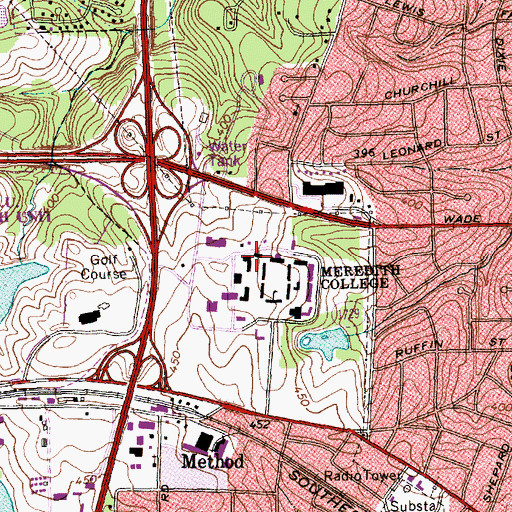 Topographic Map of Martain Hall, NC