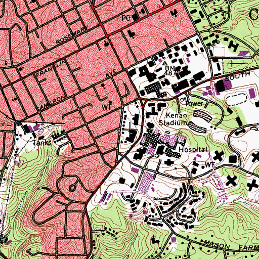 Topographic Map of McGavran-Greenberg Hall, NC