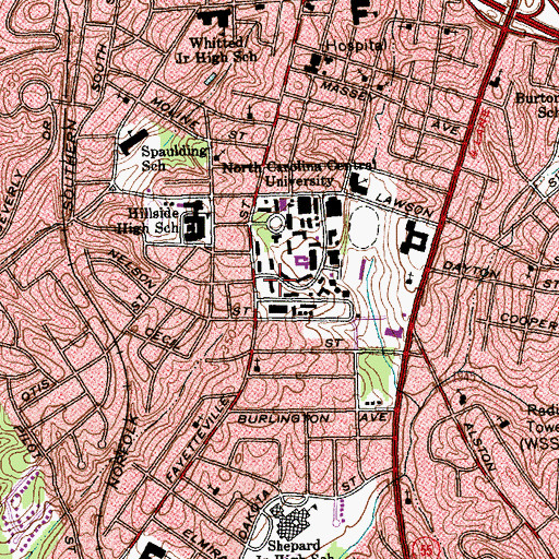 Topographic Map of McLean Dormitory, NC