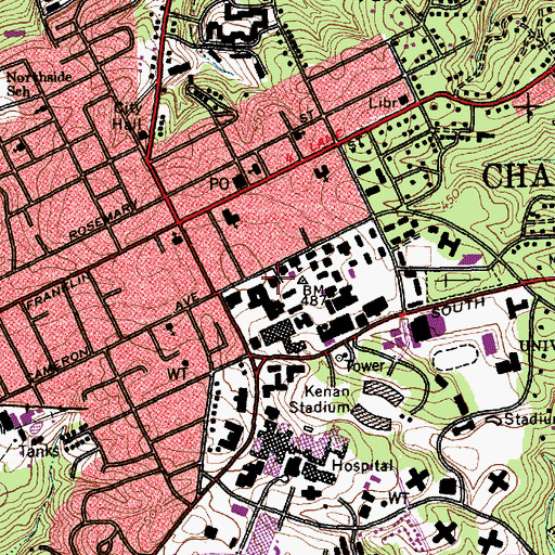 Topographic Map of Memorial Hall, NC