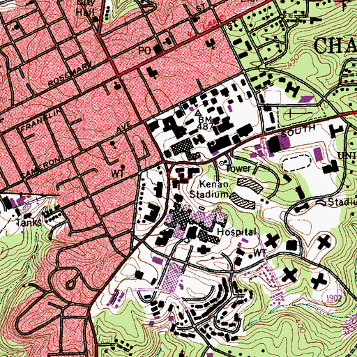 Topographic Map of Mitchall Hall, NC