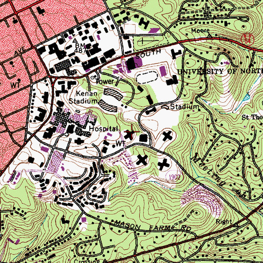 Topographic Map of Morrison Residence Hall, NC