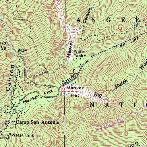Topographic Map of Manker Canyon, CA