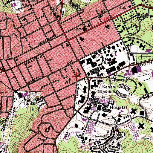 Topographic Map of Nash Hall, NC