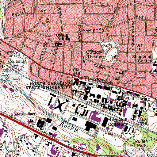 Topographic Map of Nelson Hall, NC